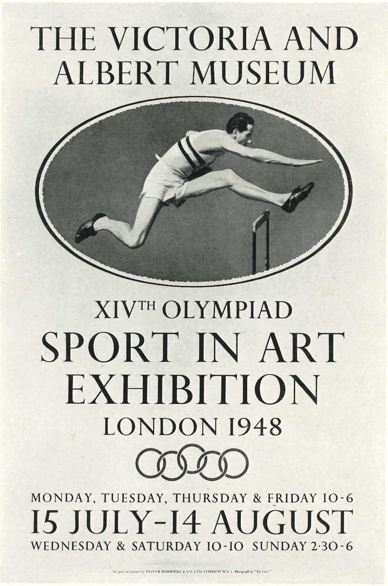 “Sport in Art Exhibition” | Exhibition poster | Victoria and Albert Museum London: XIV Olympiad Committee, 1948 | Purchase with funds in support of the exhibition, 2020