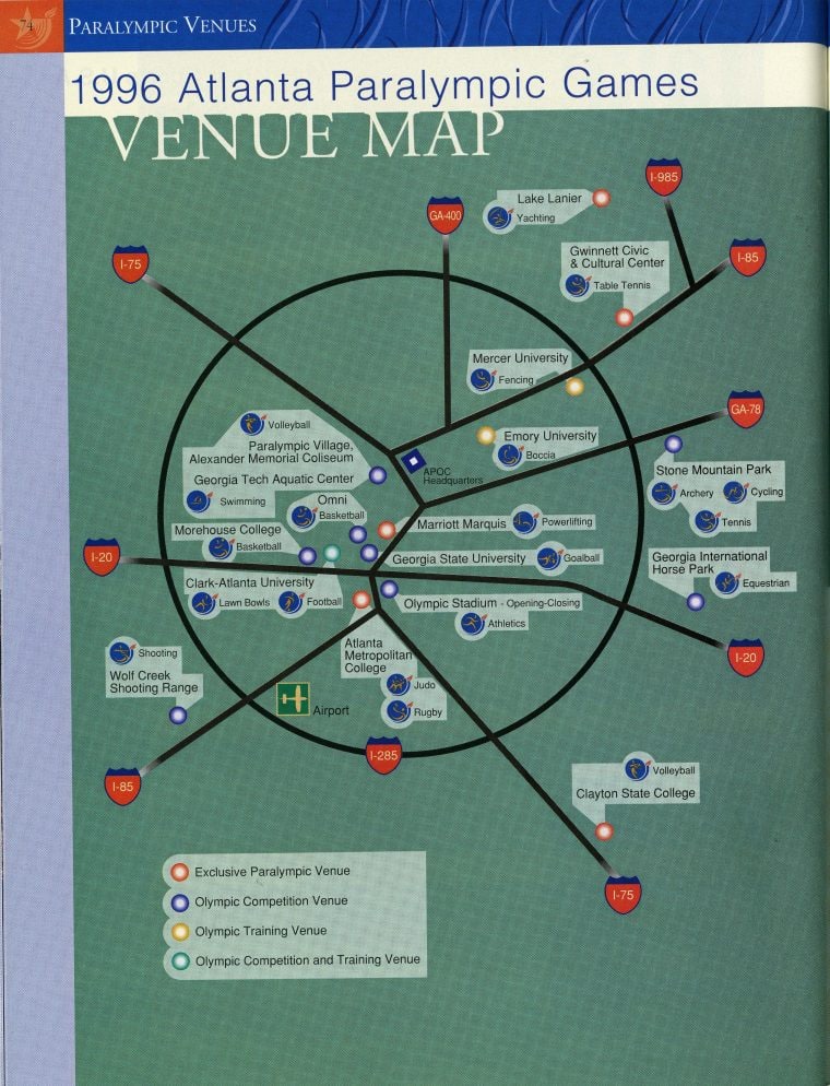 1996 Atlanta Paralympic Games Venue Map