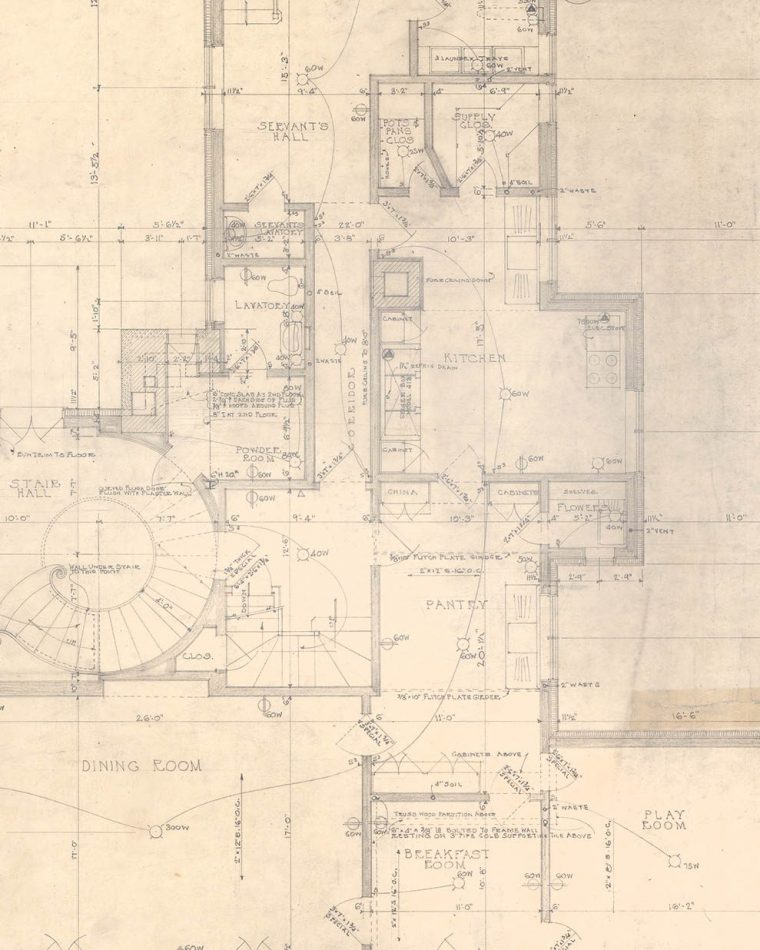 Detail from the plan for residence of Donald S. McClain