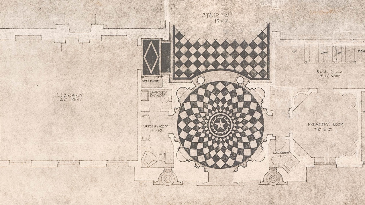 Detail of interior specifications for the Edward H Inman Residence (Swan House)