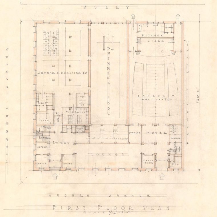 Detail of the Phyllis Wheatley Building for the Colored YWCA interior