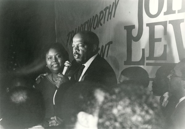John Lewis speaking at a campaign rally in Atlanta. 