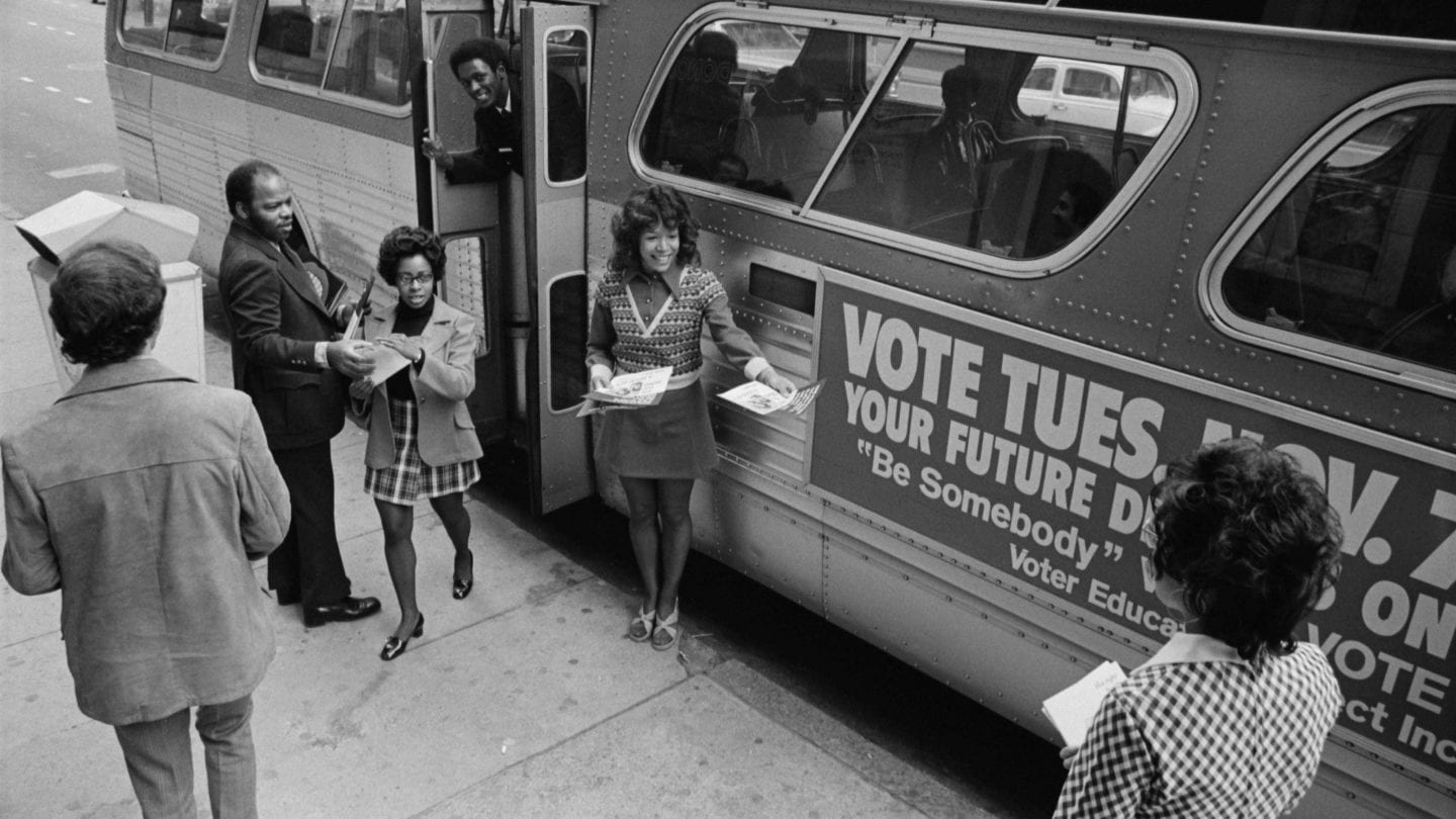 Young people trying to register new voters. 