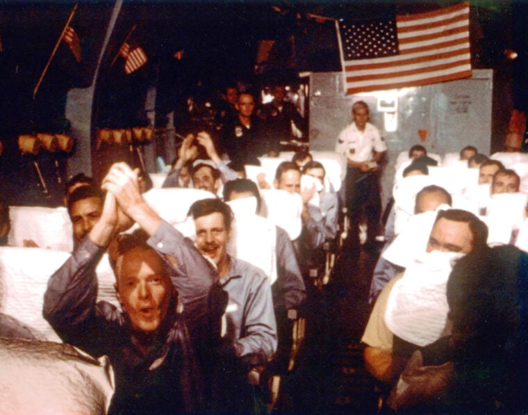 Newly Freed POWs on the Flight Home from Vietnam