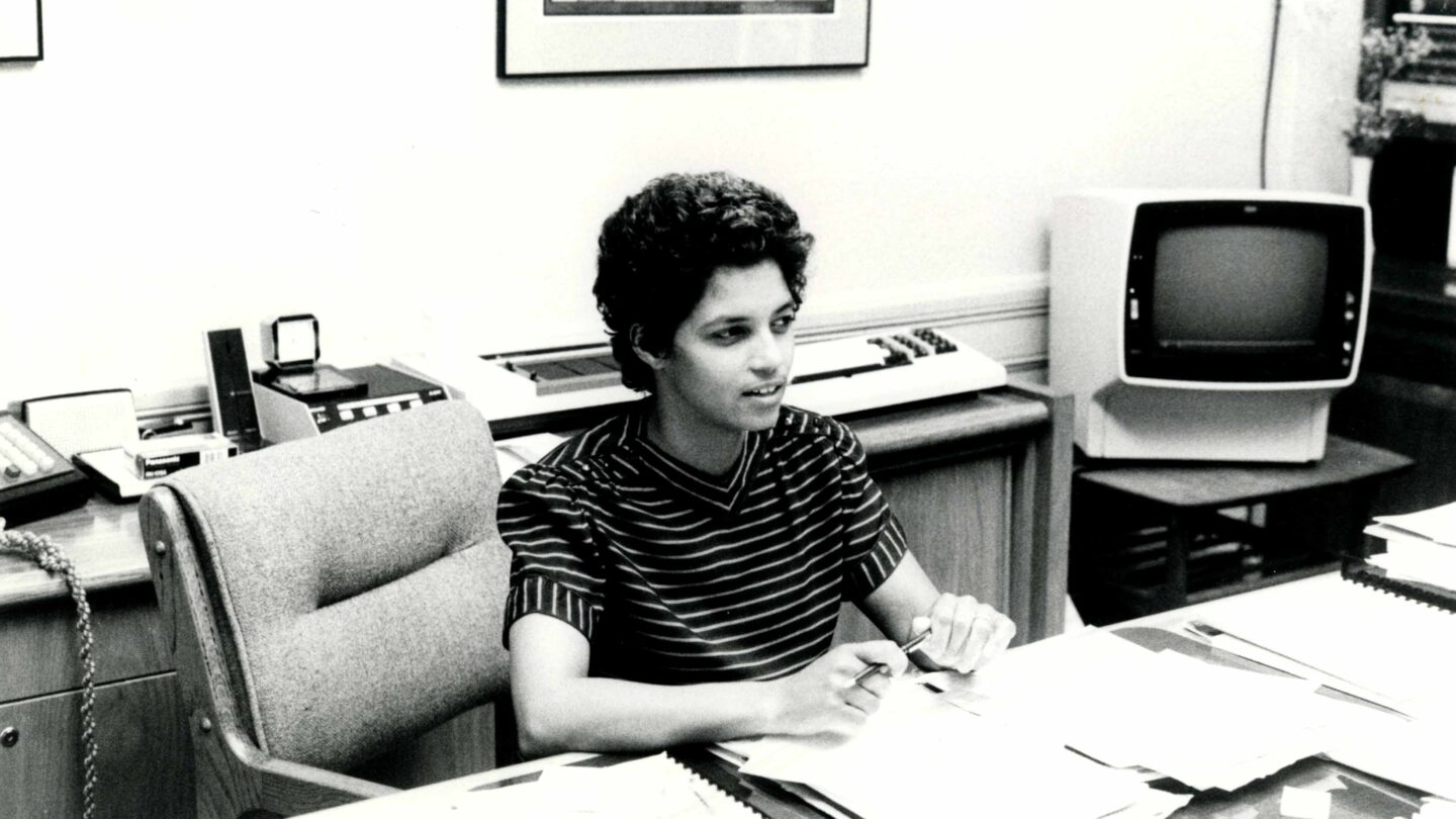 Shirley Franklin sitting at a desk