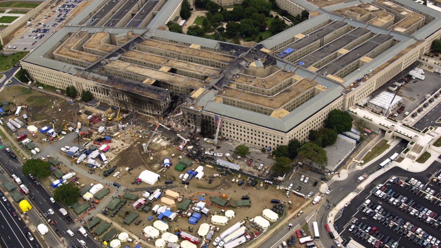 Aerial view of the Pentagon Building in Washington, D.C. on Sept. 14, 2001