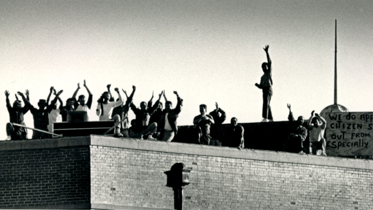 Cuban prisoners on the roof of the U.S. penitentiary in Atlanta during the riot.