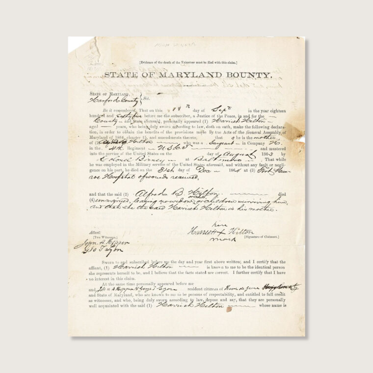A Mother’s Application for Benefits, 1865