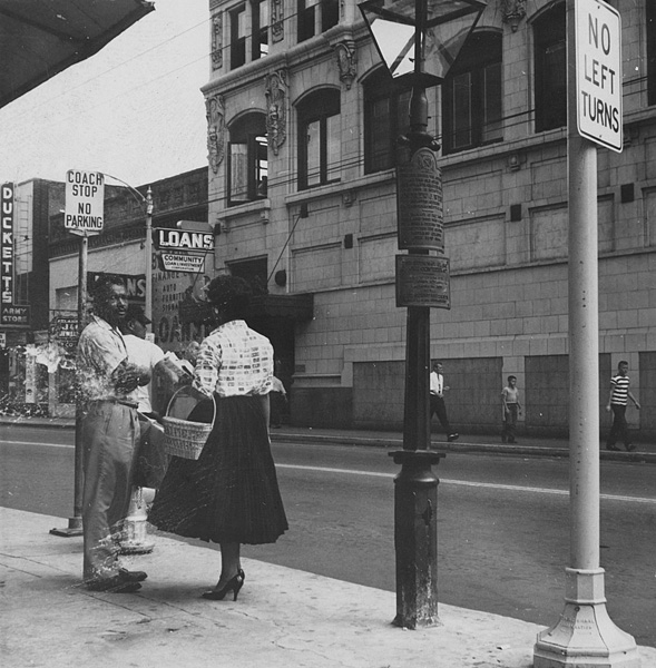 A photo from 1957 showing the lamppost on which Solomon Luckie leaned