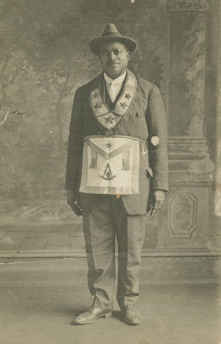 Black and white photographic postcard of Daniel Hendricks