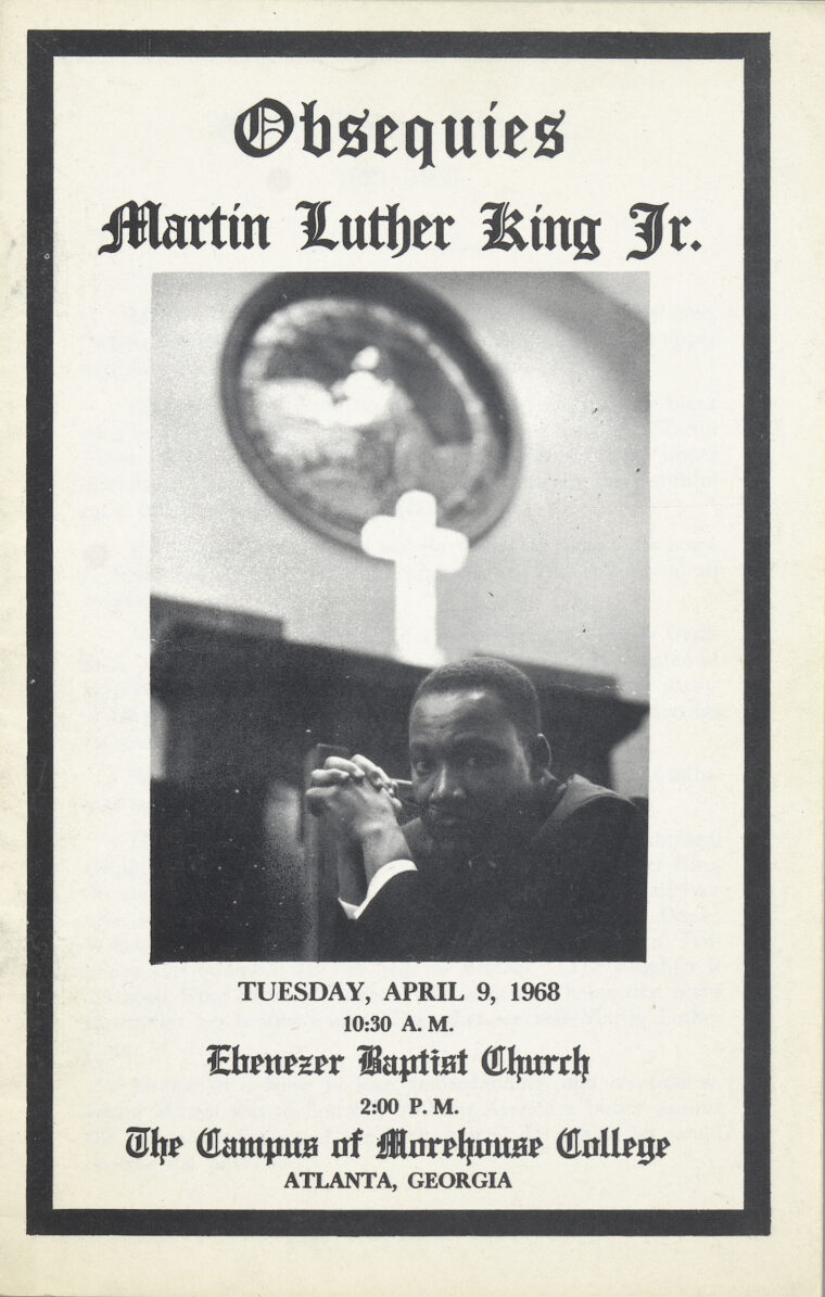 Un programme pour les funérailles de Martin Luther King, Jr.