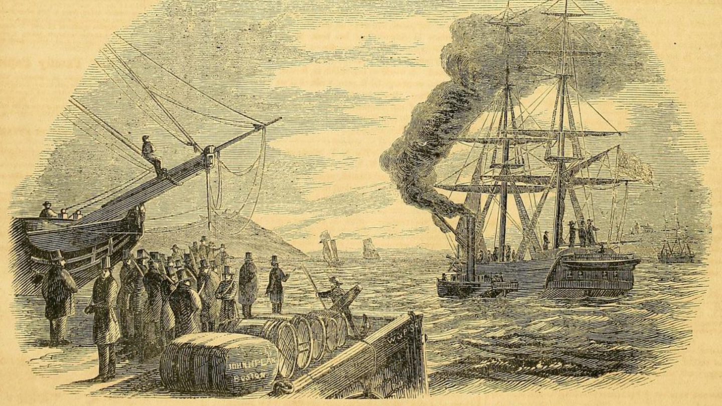 Engraving of Thomas Sims's departure for Savannah
