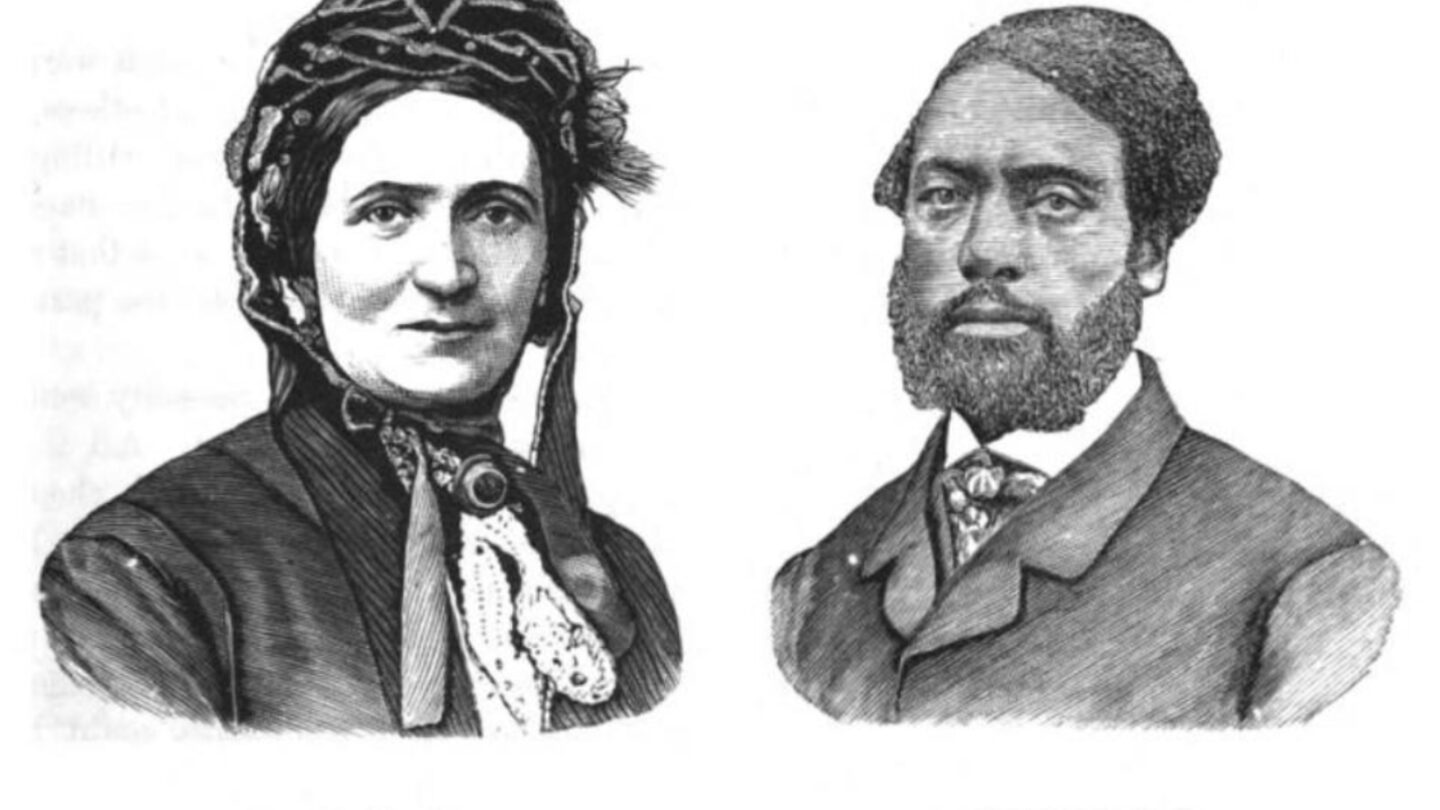 An engraving of William and Ellen Craft