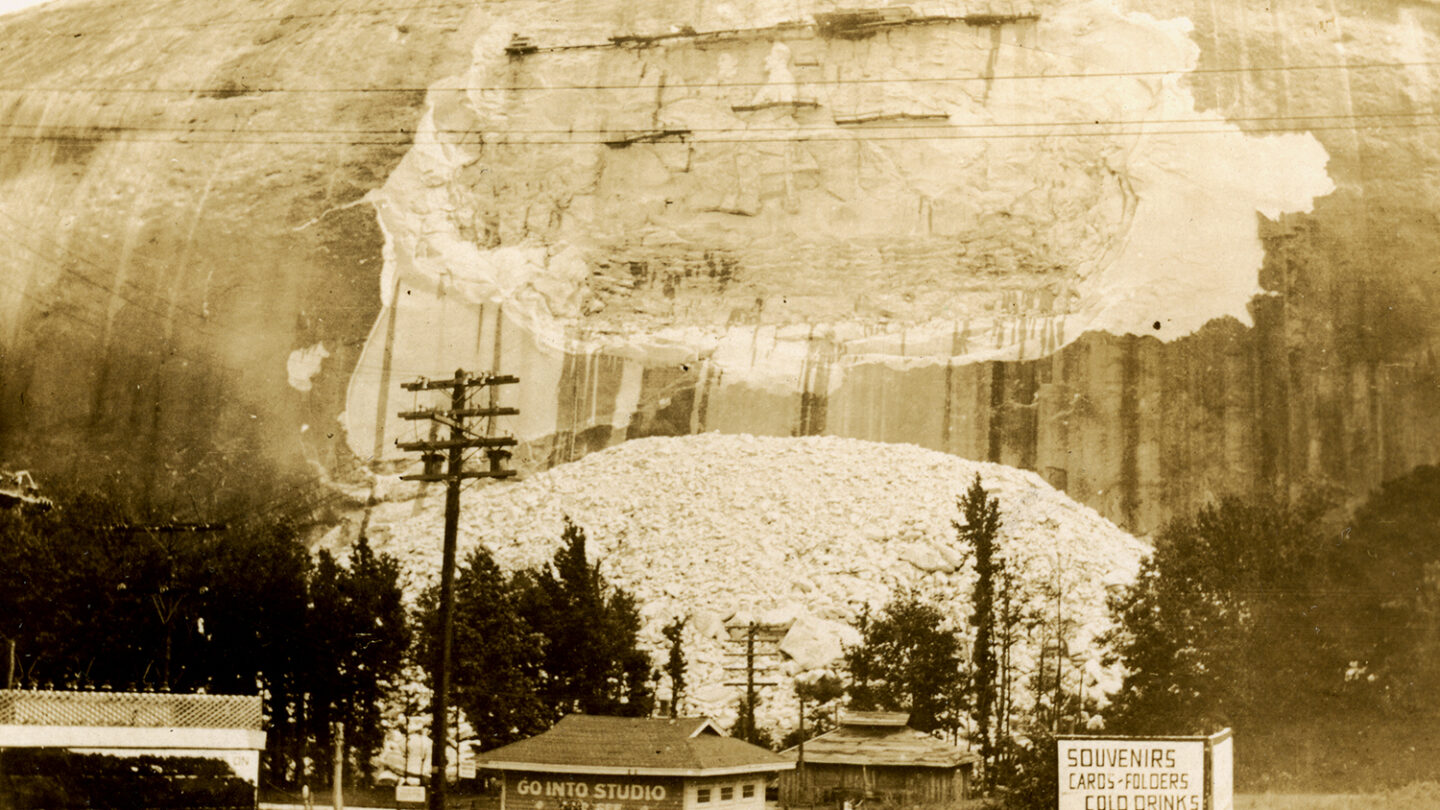 The Stone Mountain carving as it was in 1928.