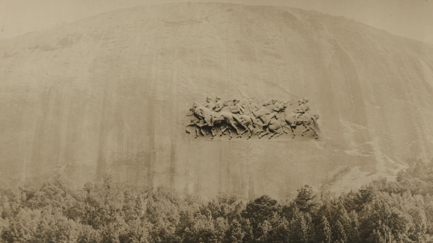 Augustus Lukeman’s proposed model projected onto Stone Mountain, 1925