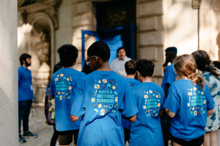 Group of kids in summer camp tshirts