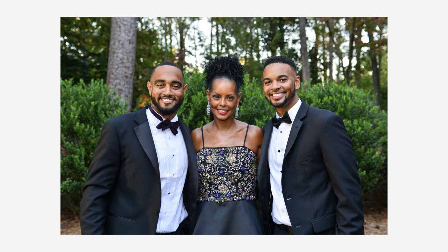 2021 Swan House Ball honoree Lovette Russell with her sons Benjamin and Michael Jr.