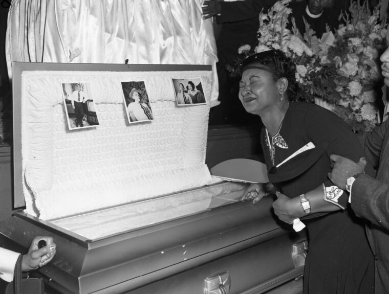 Emmett Till's mother grieving