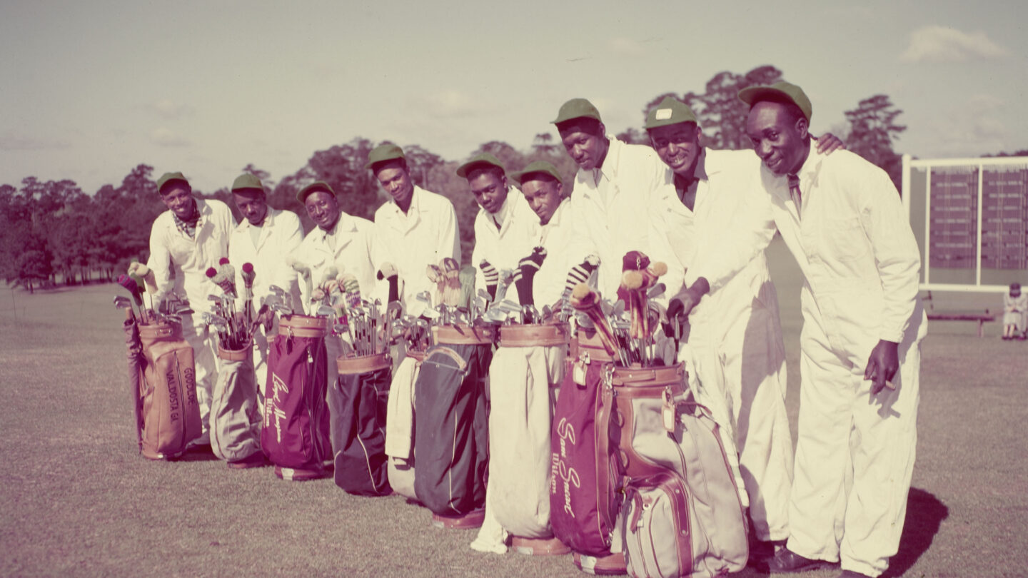 Augusta National Club caddies at the 1952 Masters Golf Tournament in Augusta, Georgia