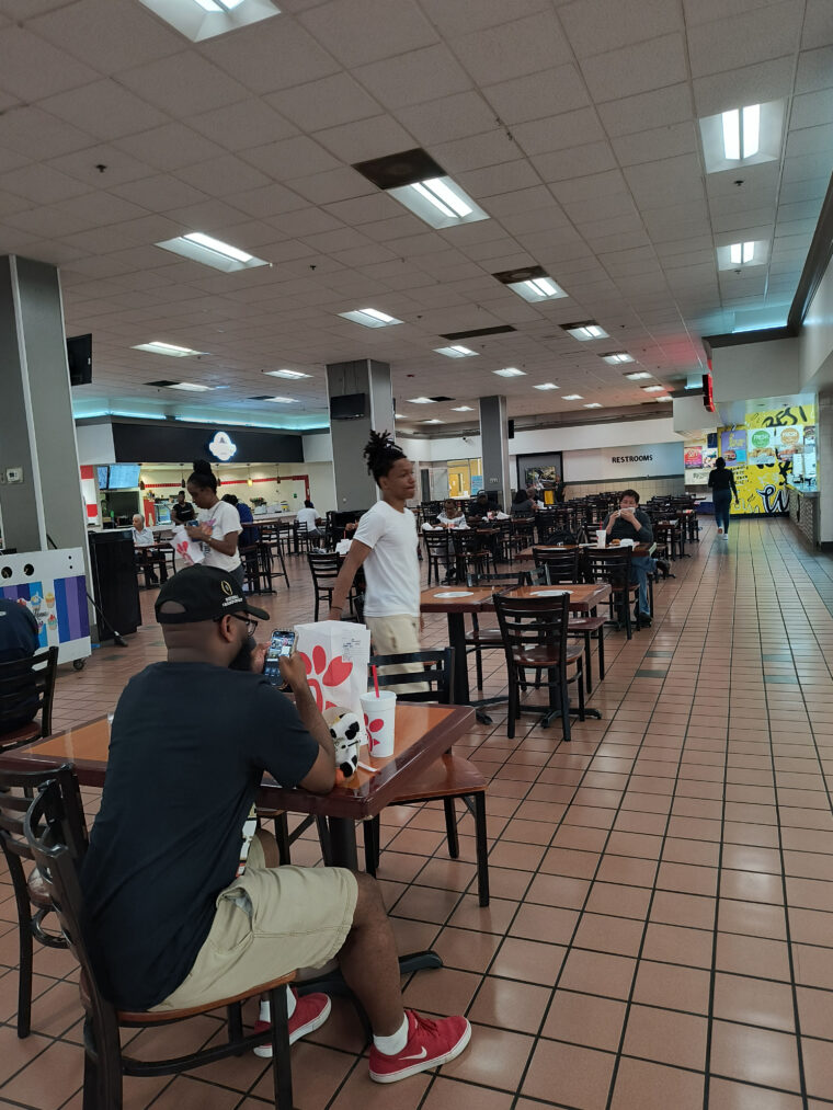 The food court at Greenbriar Mall