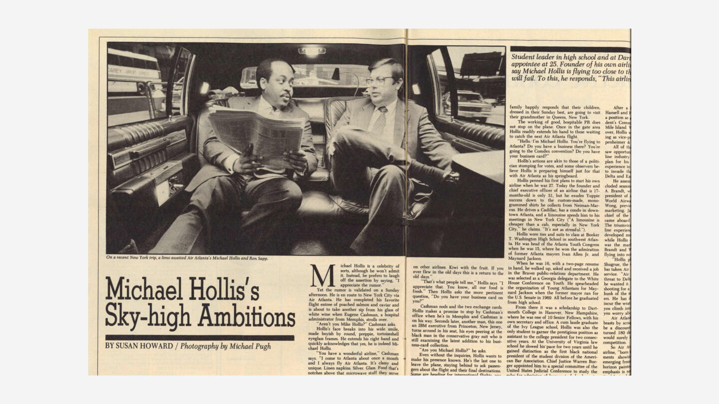 A feature story on Michael Hollis in “Atlanta Weekly,” July 14, 1985