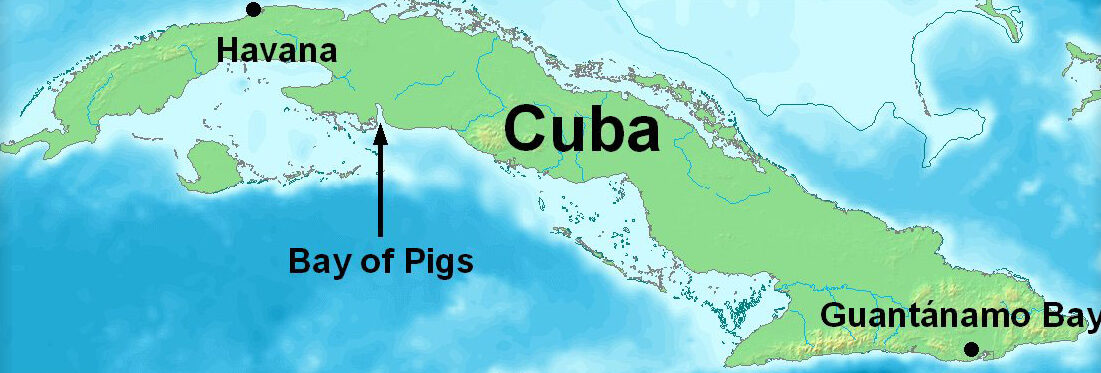 Map of Cuba, showing the Bay of Pigs