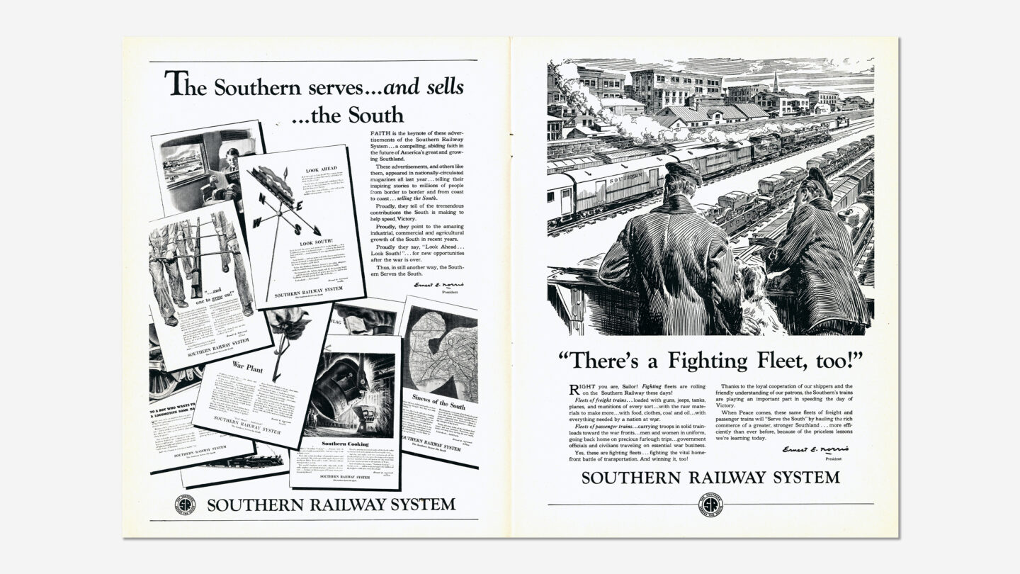southern railway ad with illustrations