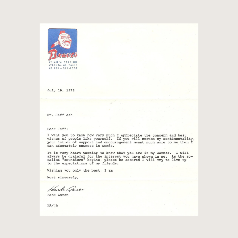 fan letter to hank aaron